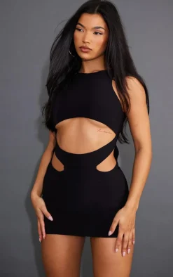 Slinky Cut Out Waist Racer Bodycon Dress-PrettyLittleThing Sale
