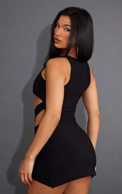 Slinky Cut Out Waist Racer Bodycon Dress-PrettyLittleThing Sale