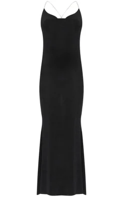 Slinky Diamante Strap Cowl Back Maxi Dress-PrettyLittleThing Sale