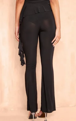 PrettyLittleThing Slinky Flared Skinny Pants Black