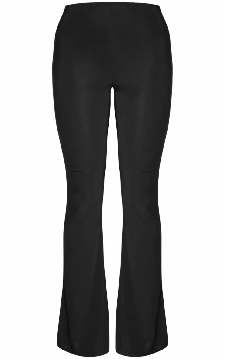 PrettyLittleThing Slinky Flared Skinny Pants Black