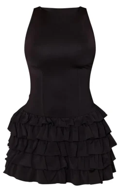 Slinky Frill Hem Micro Mini Dress-PrettyLittleThing Online