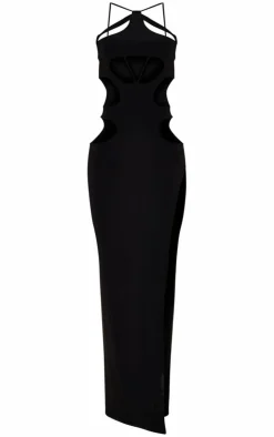 Slinky Halter Neck Extreme Cut Out Maxi Dress-PrettyLittleThing Sale