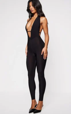 Slinky Halter Neck Jumpsuit-PrettyLittleThing Outlet