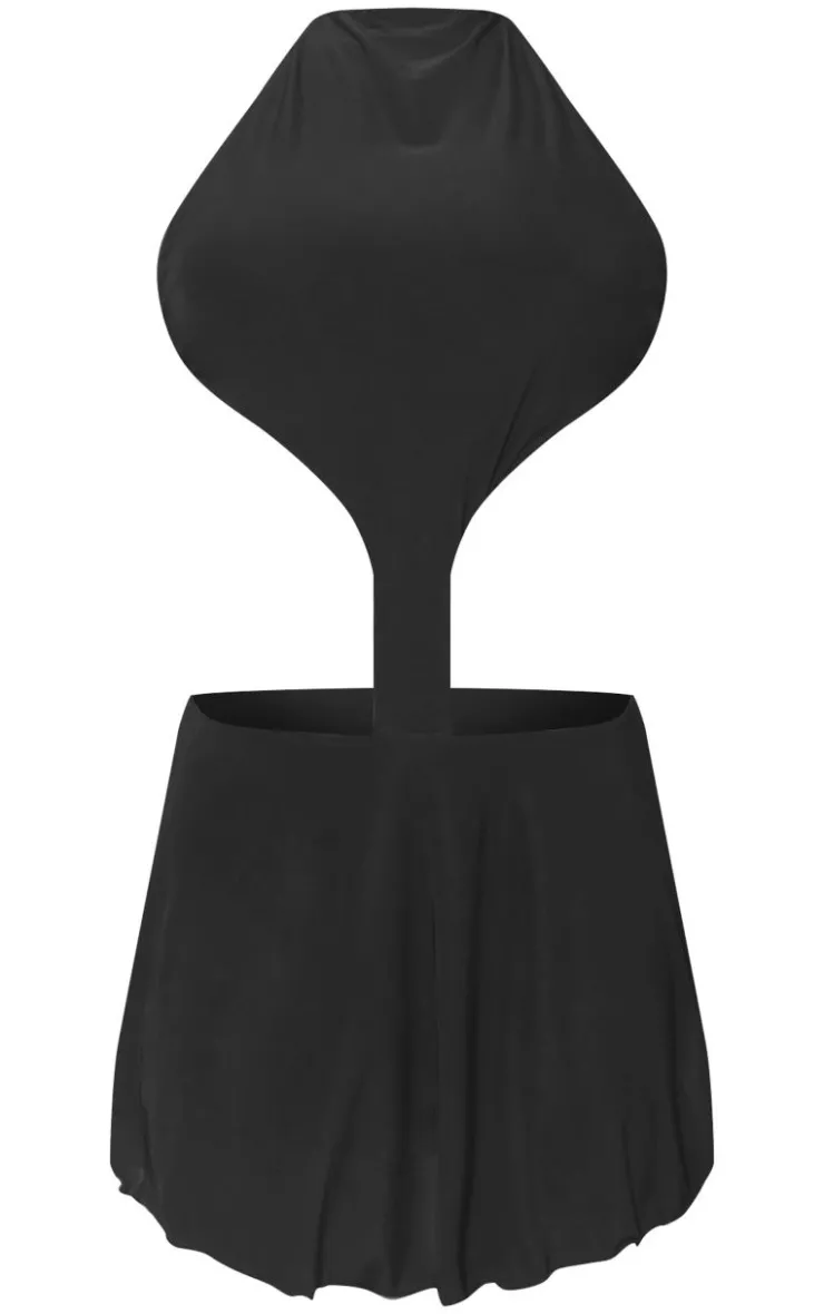 Slinky High Neck Cut Out Shift Dress-PrettyLittleThing Online