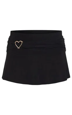 Slinky Jersey Heart Detail Floaty Mini Skirt-PrettyLittleThing New