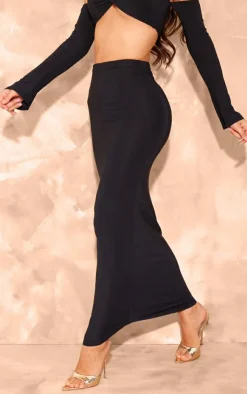 Outlet PrettyLittleThing Slinky Low Rise Maxi Skirt Black