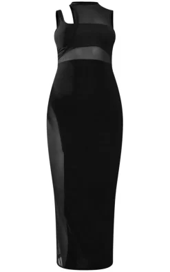 Slinky Mesh Insert Racer Midaxi Dress-PrettyLittleThing Sale