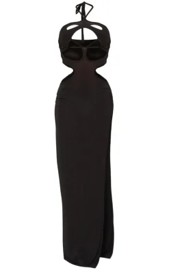 Slinky Multi Cut Out Split Detail Maxi Dress-PrettyLittleThing New