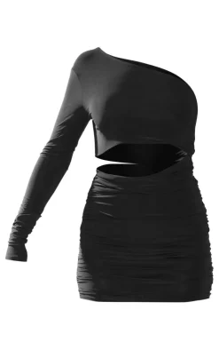 Slinky One Shoulder Waist Cut Out Ruched Bodycon-PrettyLittleThing New