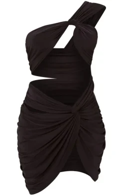 Slinky One Shoulder Twist Skirt Extreme Cut Out Bodycon Dress-PrettyLittleThing Clearance