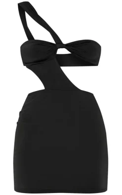 Slinky One Shoulder Twist Bodycon Dress-PrettyLittleThing Online