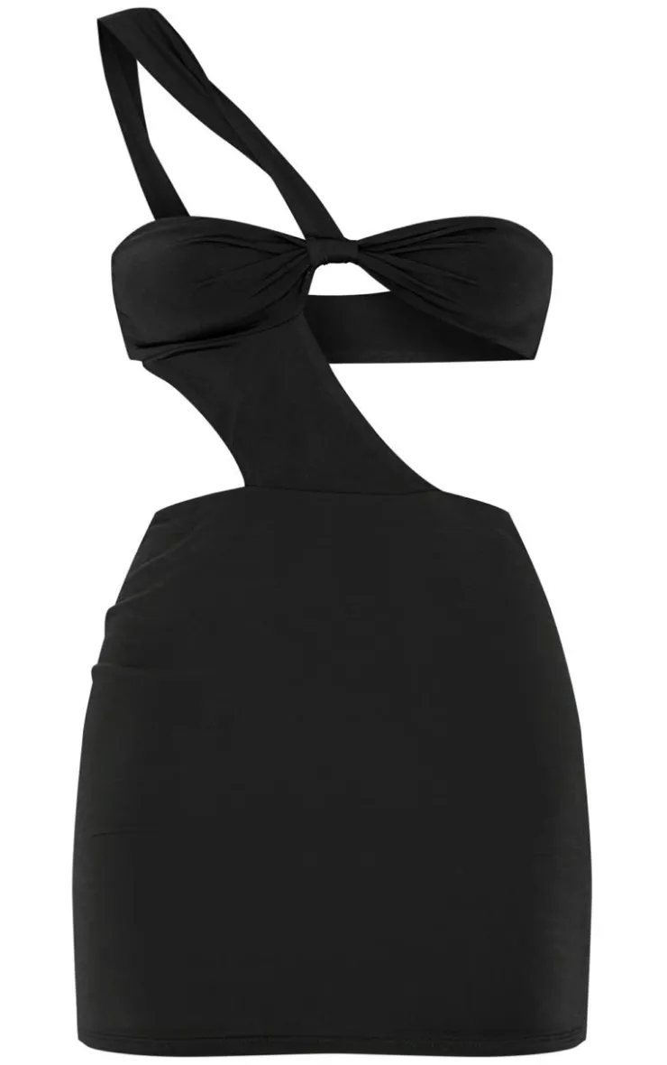 Slinky One Shoulder Twist Bodycon Dress-PrettyLittleThing Online