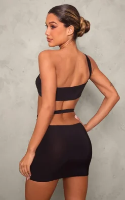 Slinky One Shoulder Cut Out Low Waist Bodycon Dress-PrettyLittleThing Hot
