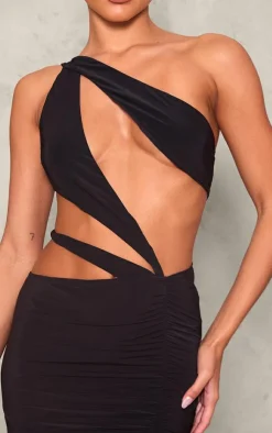 Slinky One Shoulder Cut Out Low Waist Bodycon Dress-PrettyLittleThing Hot