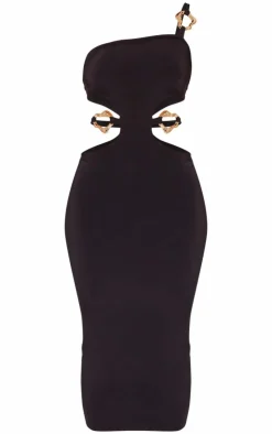Slinky One Shoulder Trim Detail Midaxi Dress-PrettyLittleThing Online