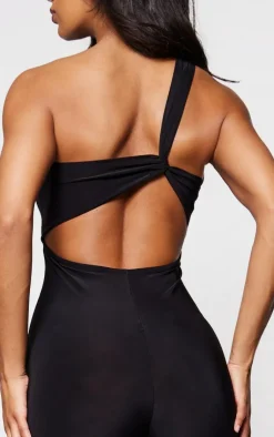 Slinky One Shoulder Twist Back Detail Jumpsuit-PrettyLittleThing Sale