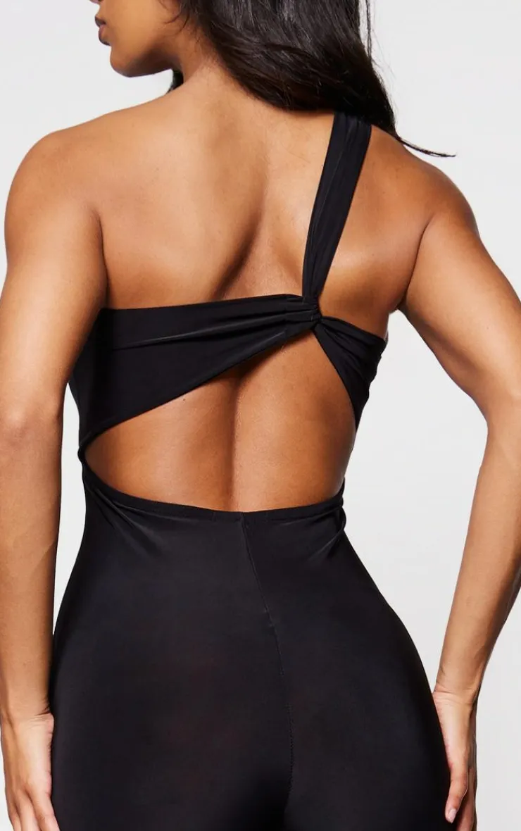 Slinky One Shoulder Twist Back Detail Jumpsuit-PrettyLittleThing Sale