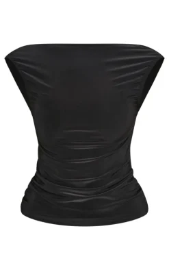 Clearance PrettyLittleThing Slinky Open Back Longline Top Black