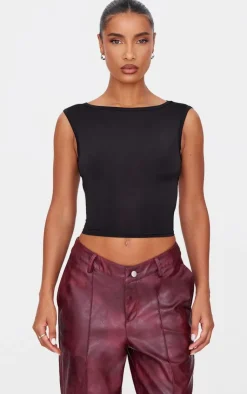 PrettyLittleThing Sleeveless Tops*Slinky Open Back Tie Detail Long Top