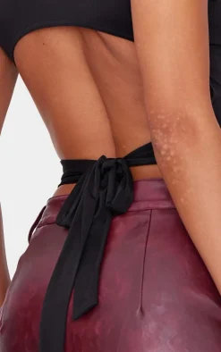 PrettyLittleThing Sleeveless Tops*Slinky Open Back Tie Detail Long Top