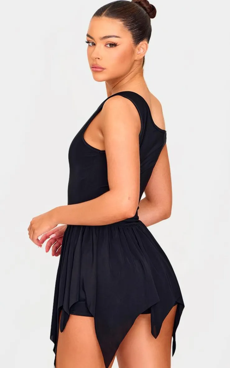 Slinky Tie Strap Rara Skort Romper-PrettyLittleThing Sale