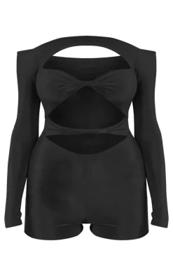 Slinky Twist Detail Cut Out Romper-PrettyLittleThing Online