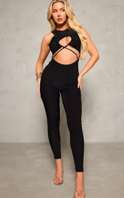 Slinky Twist Front Racer Neck Jumpsuit-PrettyLittleThing Hot