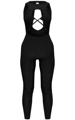 Slinky Twist Front Racer Neck Jumpsuit-PrettyLittleThing Hot