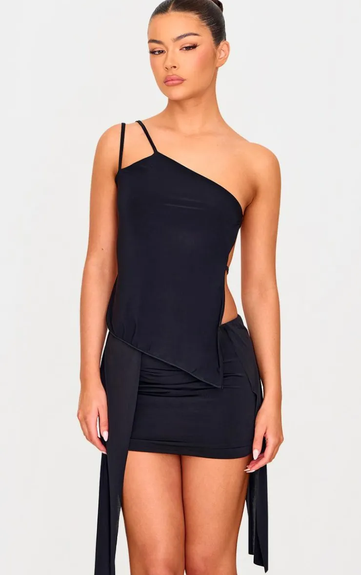 Slinky Twist Front Tie Side Mini Skirt-PrettyLittleThing Discount
