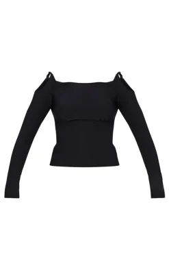 PrettyLittleThing Blouses*Slinky Twist Shoulder Detail Cut Out Top