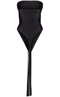 Black Slinky Twisted Front Bodysuit