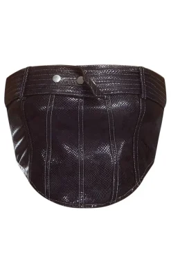 Sale PrettyLittleThing Snake Belt Detail Bandeau Corset Top Black
