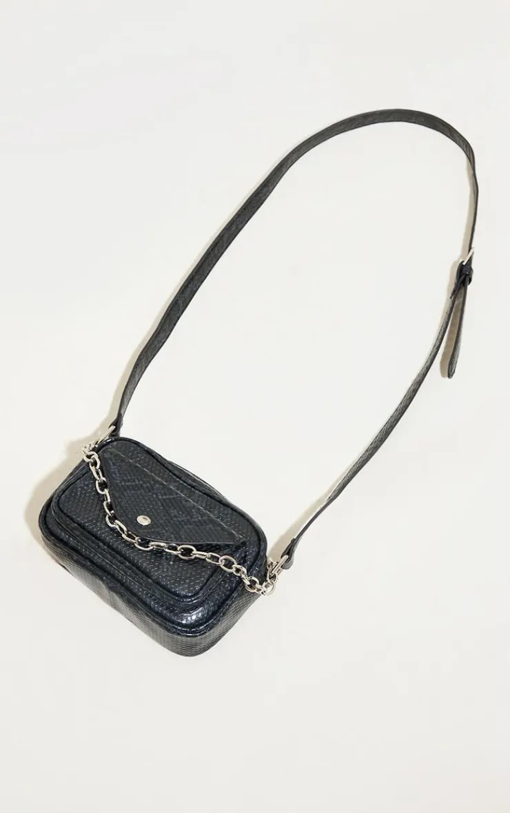 PrettyLittleThing Crossbody Bags*Snake Print Chain Detail Cross Body Bag