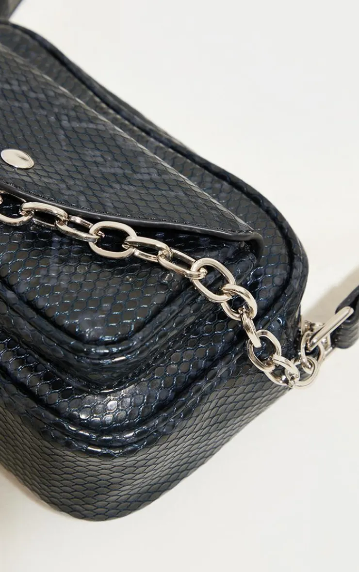 PrettyLittleThing Crossbody Bags*Snake Print Chain Detail Cross Body Bag