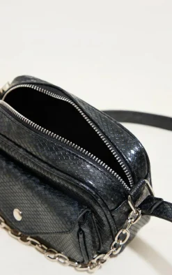 PrettyLittleThing Crossbody Bags*Snake Print Chain Detail Cross Body Bag