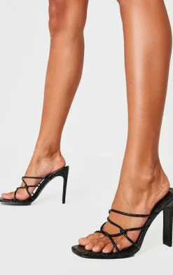PrettyLittleThing Mules*Snake Pu Round Toe Heeled Mules