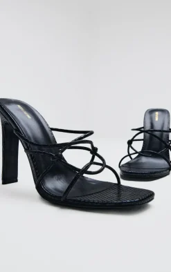 PrettyLittleThing Mules*Snake Pu Round Toe Heeled Mules
