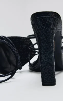 PrettyLittleThing Mules*Snake Pu Round Toe Heeled Mules