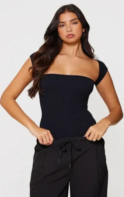 PrettyLittleThing Snatched*Snatched Rib Cut Out Short Sleeve Bodysuit