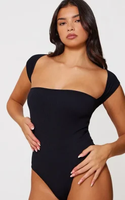 PrettyLittleThing Snatched*Snatched Rib Cut Out Short Sleeve Bodysuit