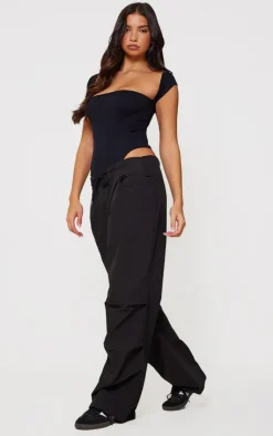 PrettyLittleThing Snatched*Snatched Rib Cut Out Short Sleeve Bodysuit