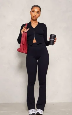 PrettyLittleThing Snatched*Snatched Rib Double Zip Top