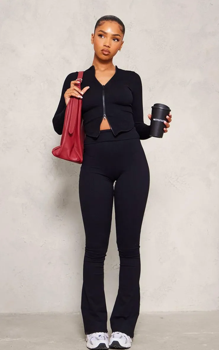 PrettyLittleThing Snatched*Snatched Rib Double Zip Top