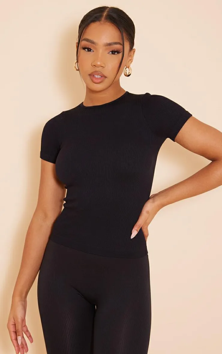 PrettyLittleThing Snatched*Snatched Rib Longline T Shirt