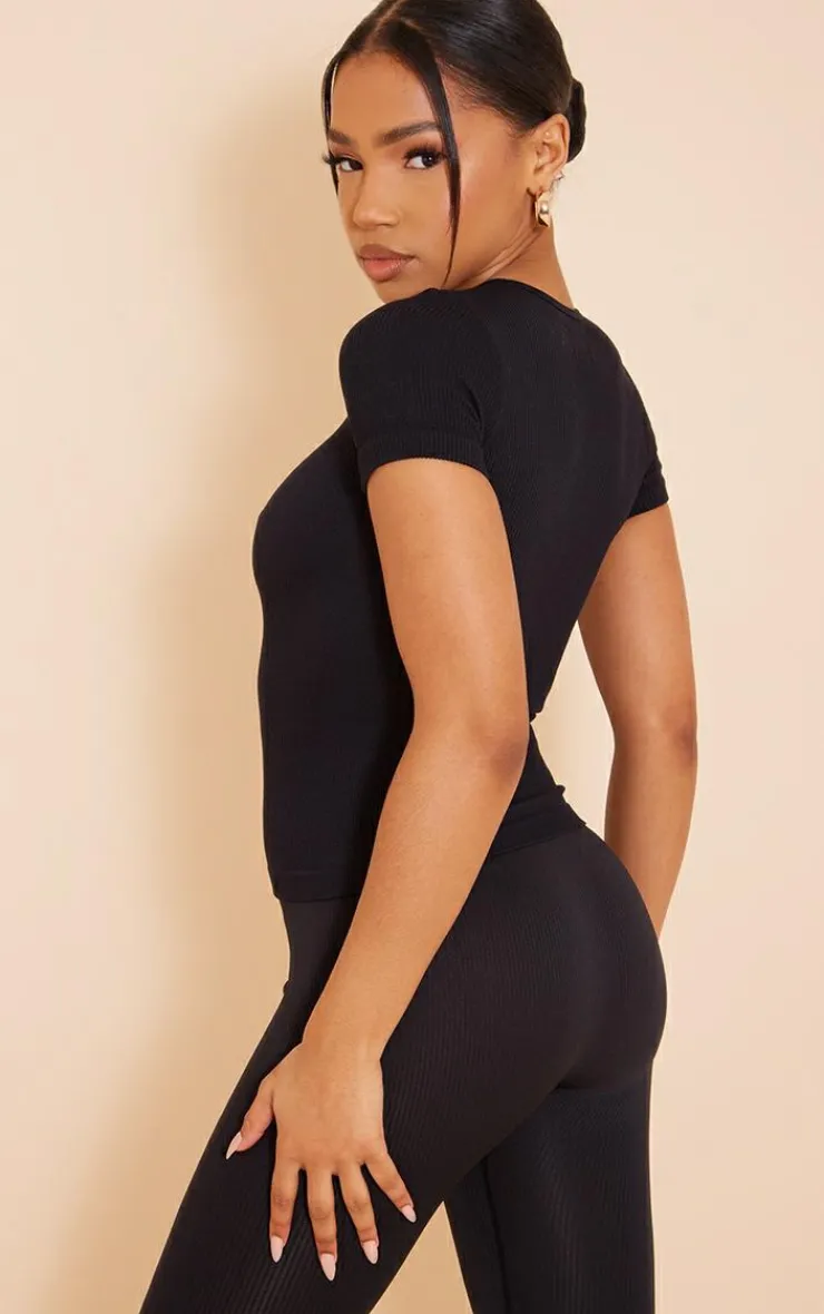 PrettyLittleThing Snatched*Snatched Rib Longline T Shirt