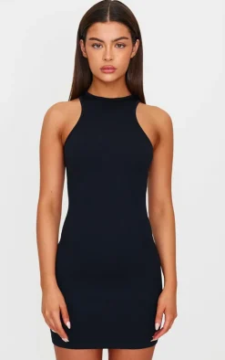PrettyLittleThing Snatched*Snatched Rib Racer Neck Bodycon Dress
