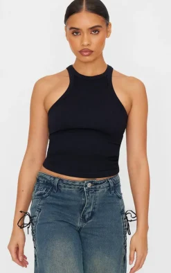 PrettyLittleThing Basic Tops*Snatched Rib Racer Top