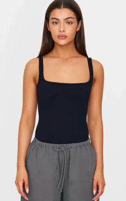 PrettyLittleThing Snatched*Snatched Rib Square Neck Sleeveless Bodysuit