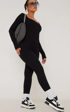 PrettyLittleThing Snatched*Snatched Rib Square Neck Long Sleeve Jumpsuit